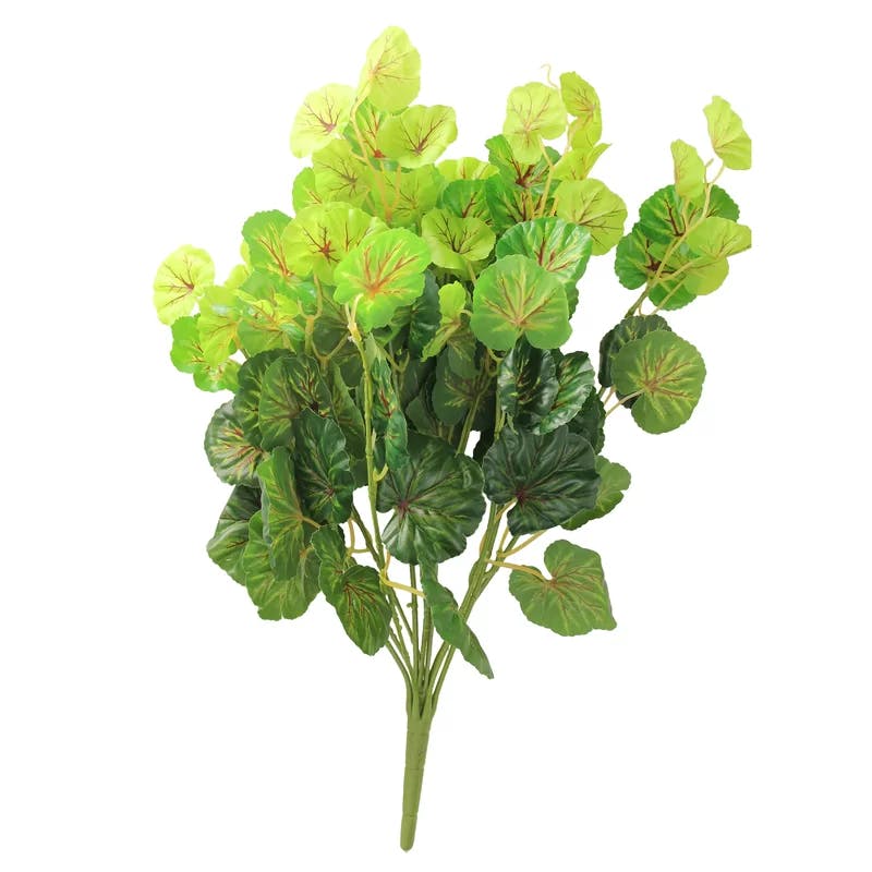 15" Lush Two-Toned Green Begonia Artificial Floral Bush