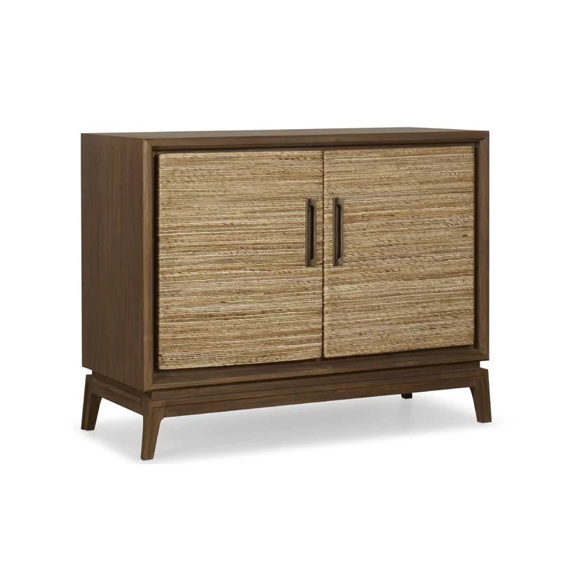 Gemma Teak and Abaca Wrapped Accent Chest with Bronze Handles