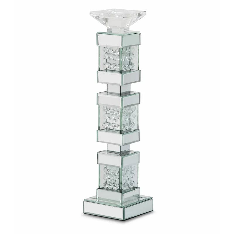 Elegant Montreal 20'' Crystal Glass Candlestick with Mirror Accents