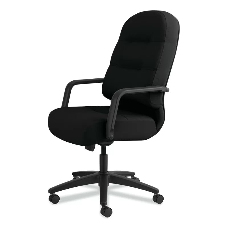 Luxury High-Back Swivel Executive Chair in Black Leather