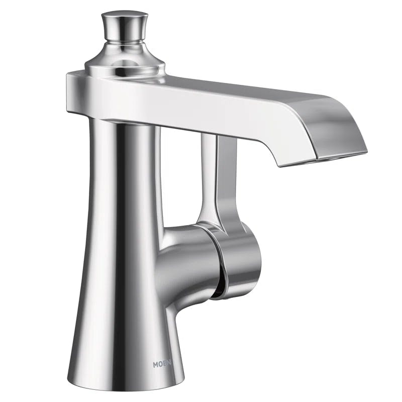 Polished Nickel Single Hole Transitional Bathroom Faucet with Drain Assembly