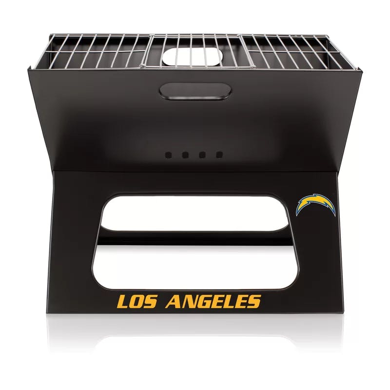 Compact Slimline Portable Charcoal BBQ Grill in Black