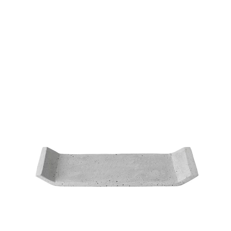 Elegant Rectangular Concrete-Look Polystone Tray