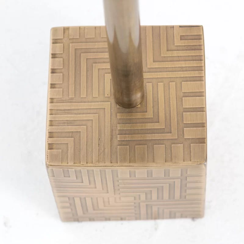 Astrid Gold and White Marble Square Accent Table