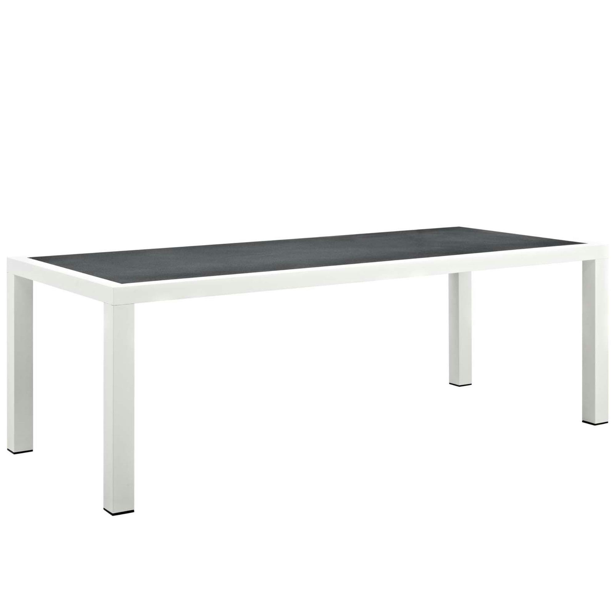 Stance Modern 90.5" White Aluminum Outdoor Dining Table with Spray Stone Glass Top