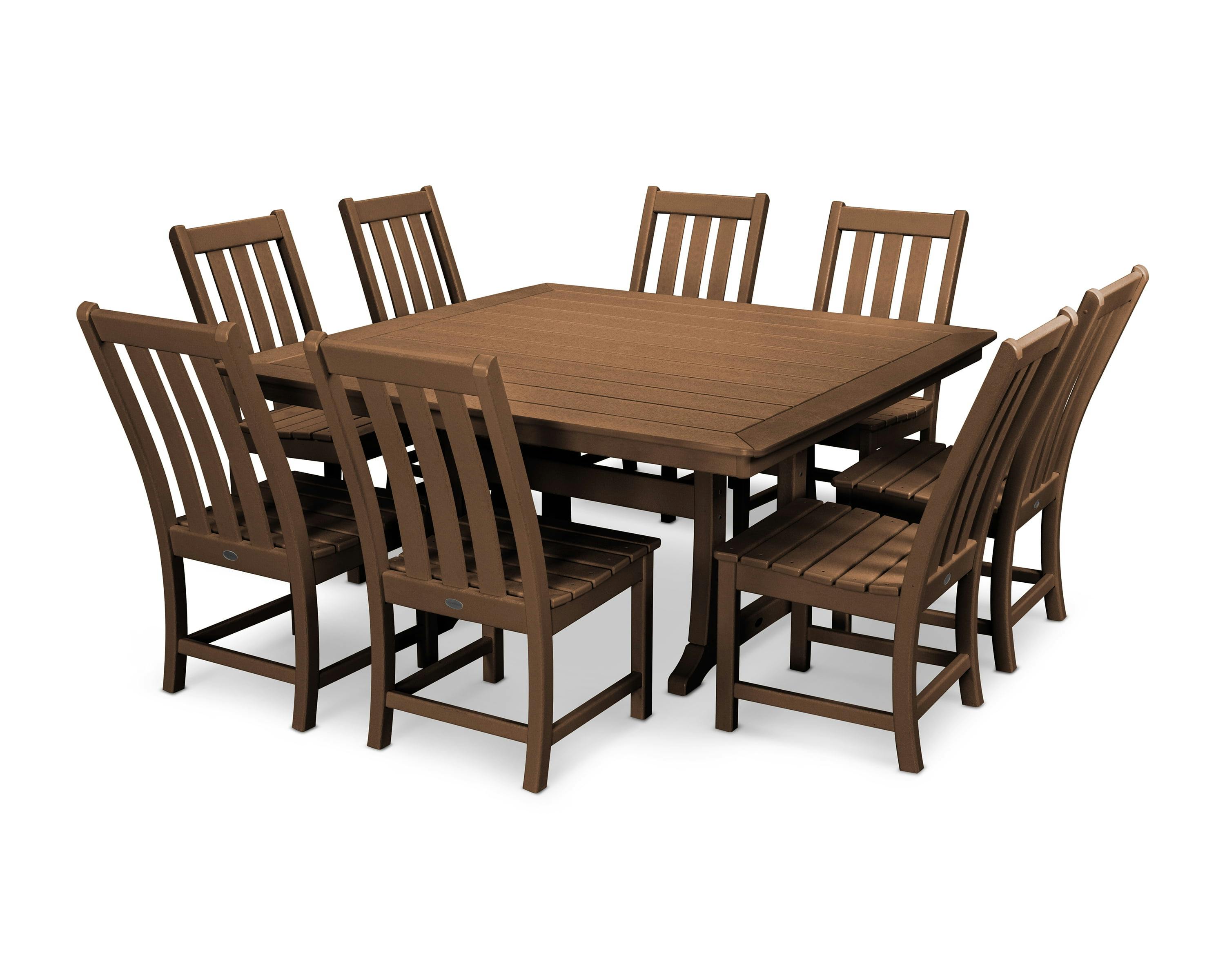 Vineyard 9-Piece Teak Outdoor Dining Set for Eight with Contoured Seats