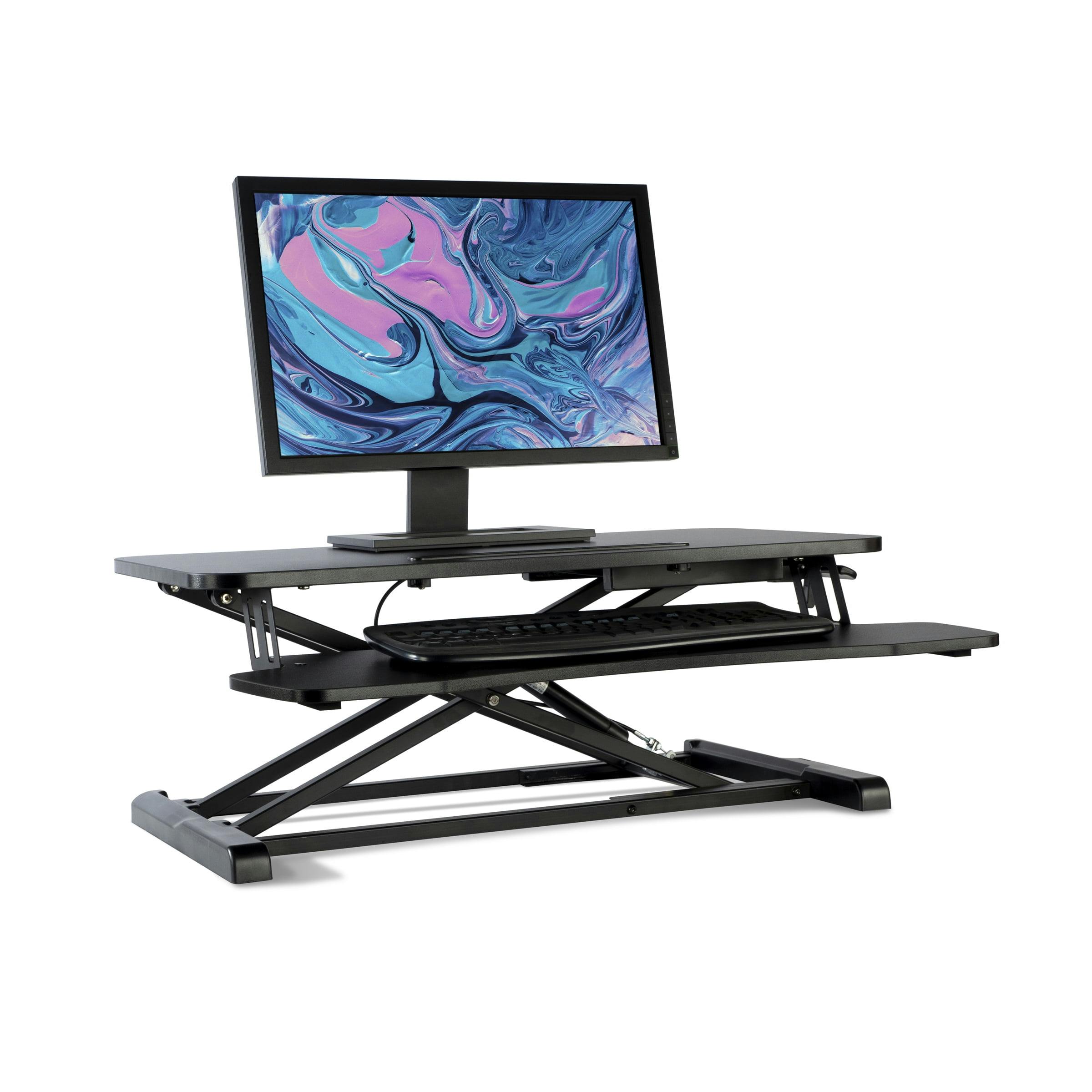 AdjustaFlex 35'' Black Gas Spring Desktop Standing Desk Converter