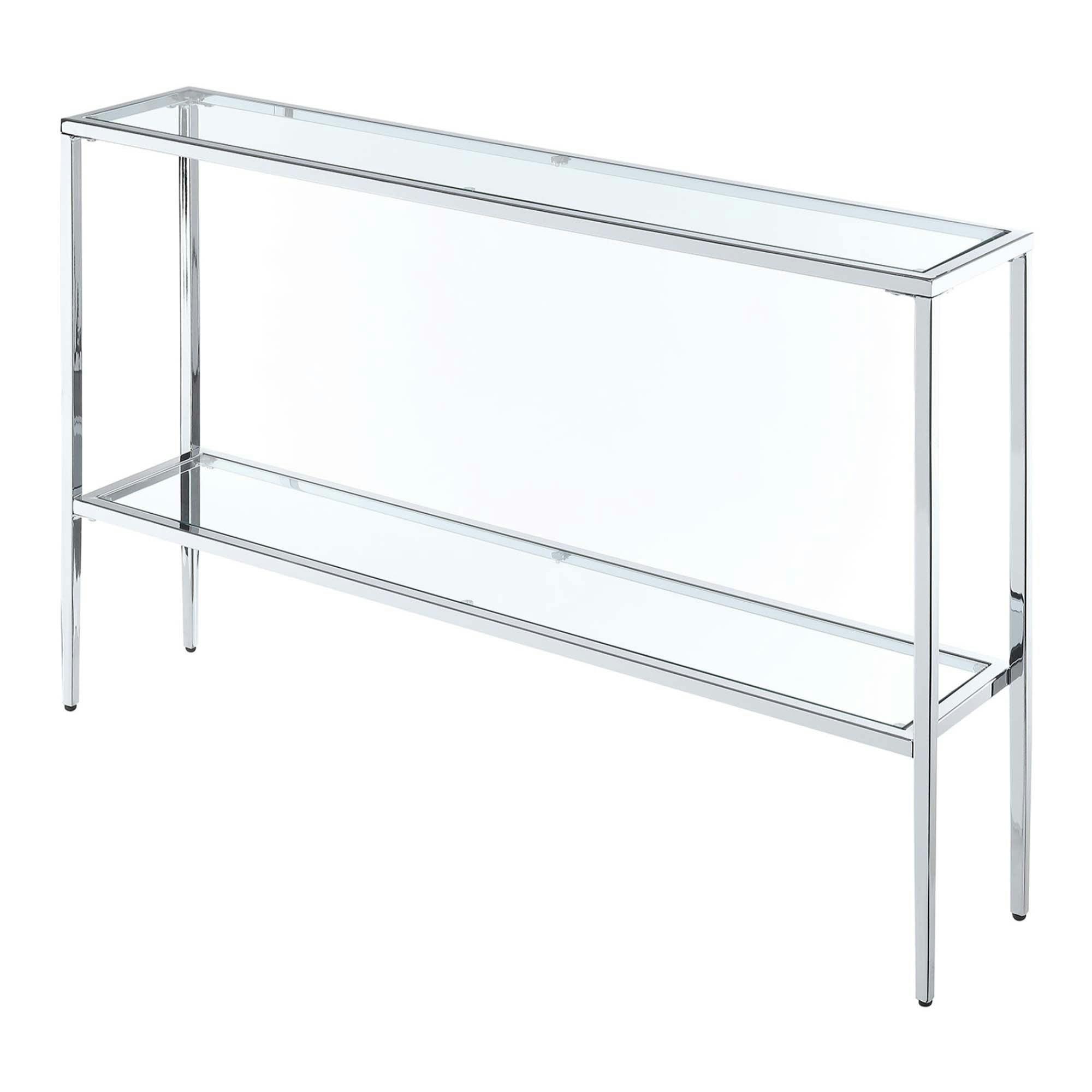 Elegant Nadia Chrome and Glass Console Table with Dual Shelves