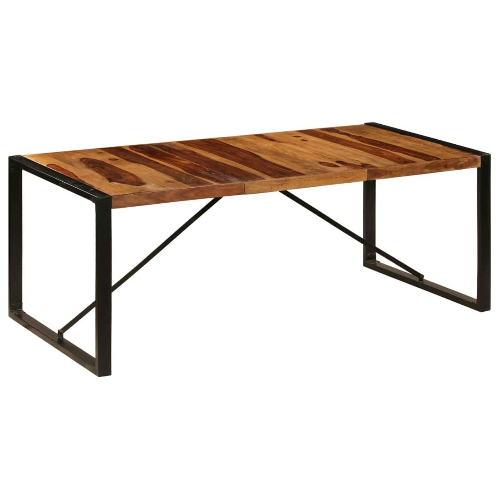 Retro Sheesham Wood Dining Table 55"x28" with Steel Legs