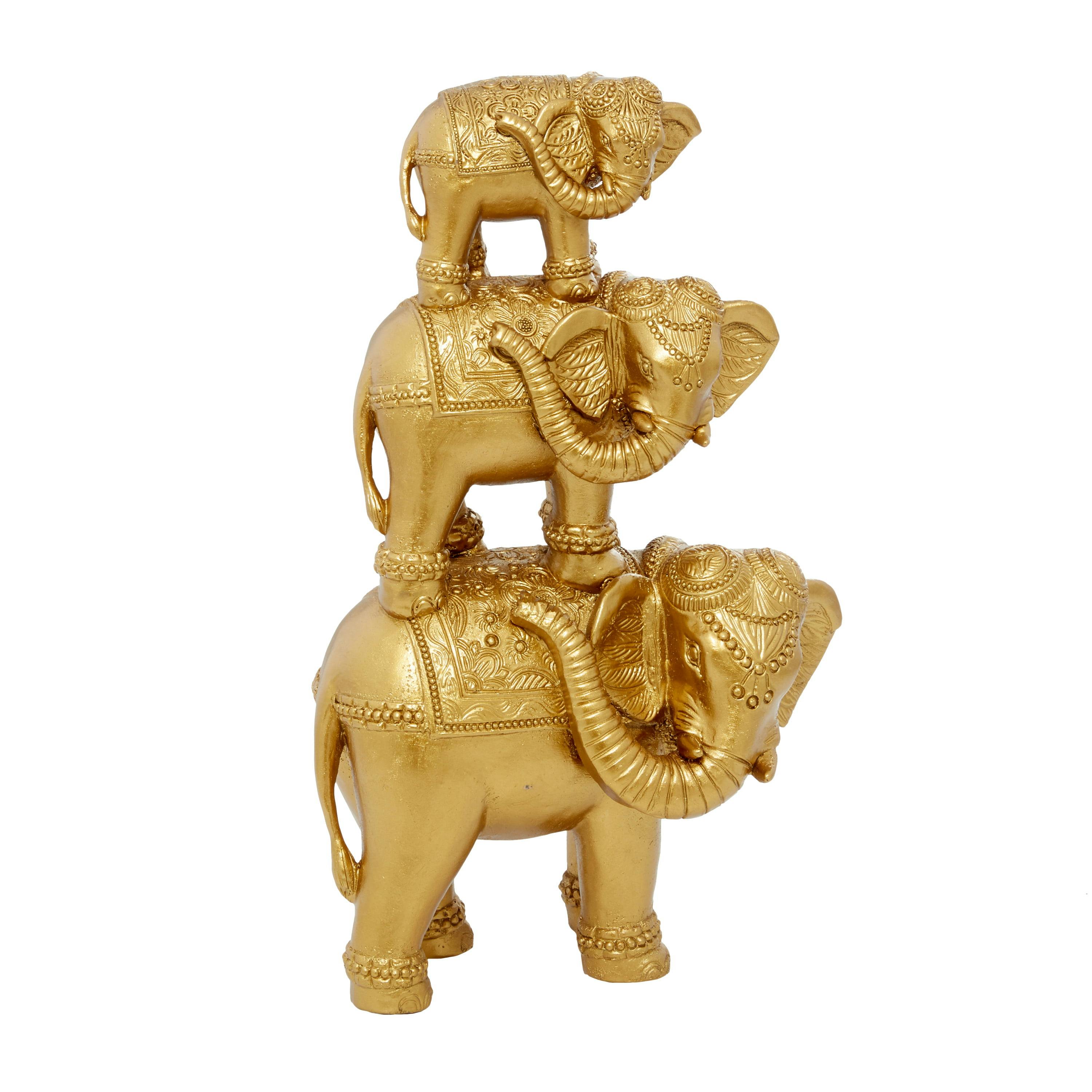 Elegant Gold Resin Elephant Sculpture 23" x 10" x 15"