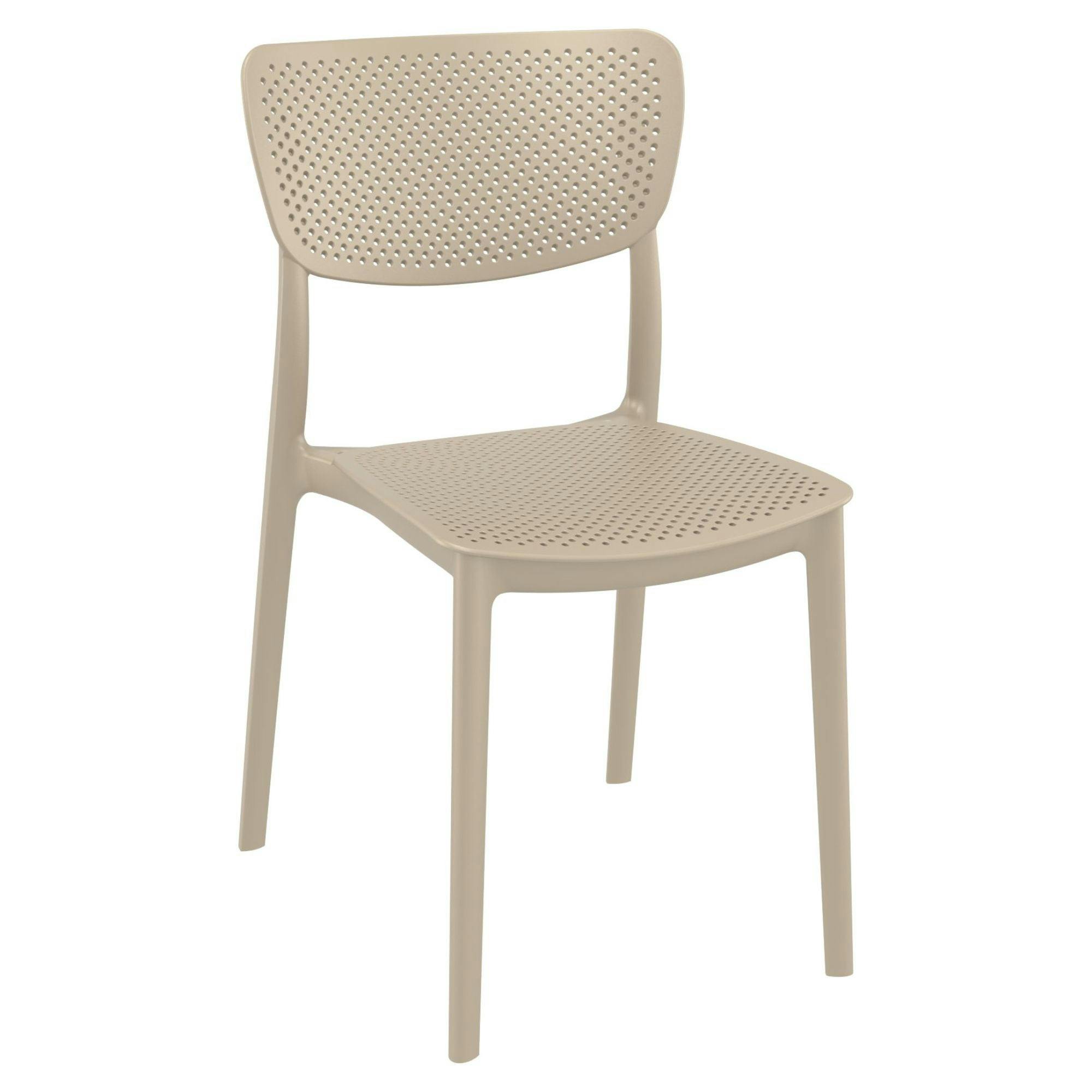 Transitional Taupe Brown Stackable Outdoor Dining Chair