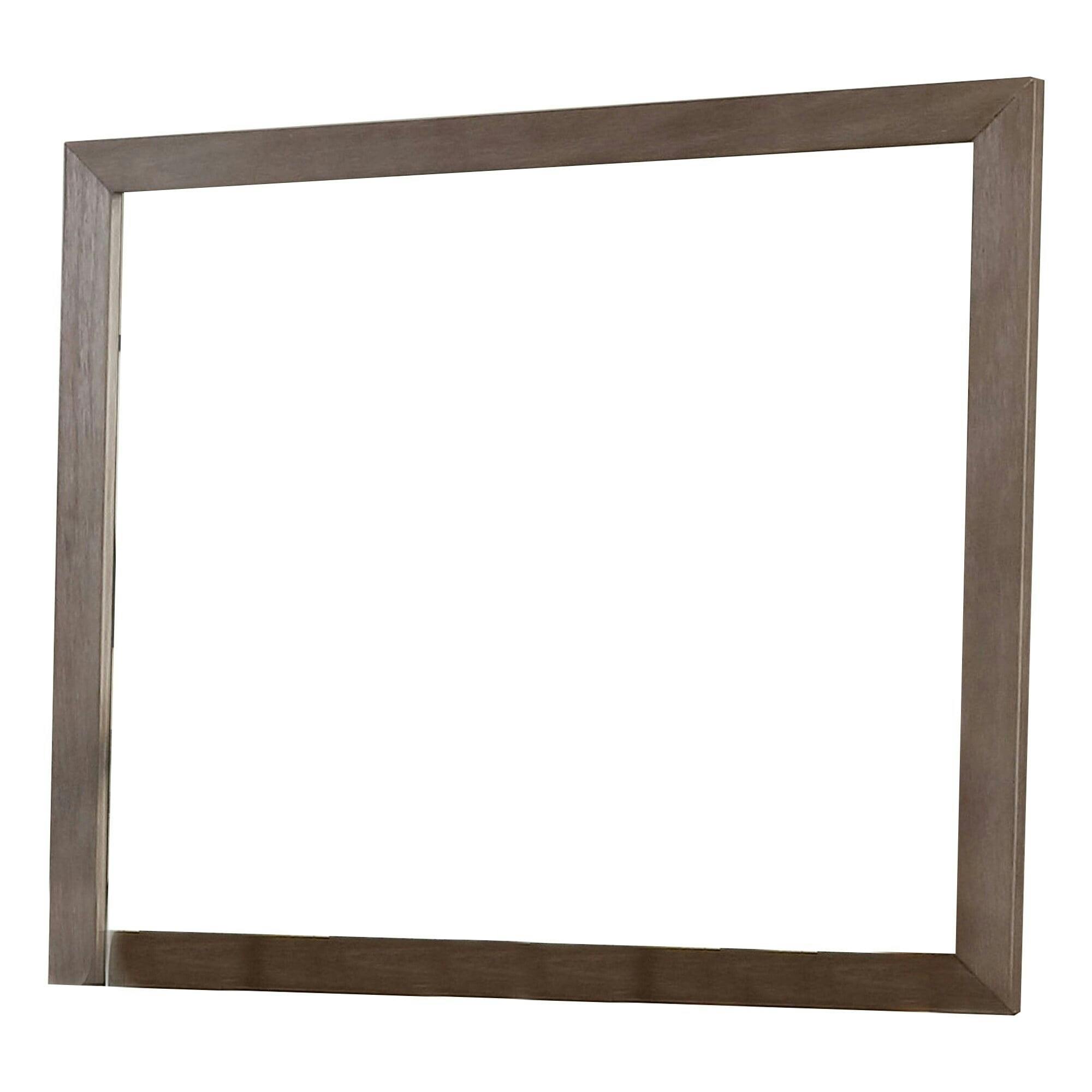 Transitional Brown Solid Wood 36" Rectangular Beveled Mirror