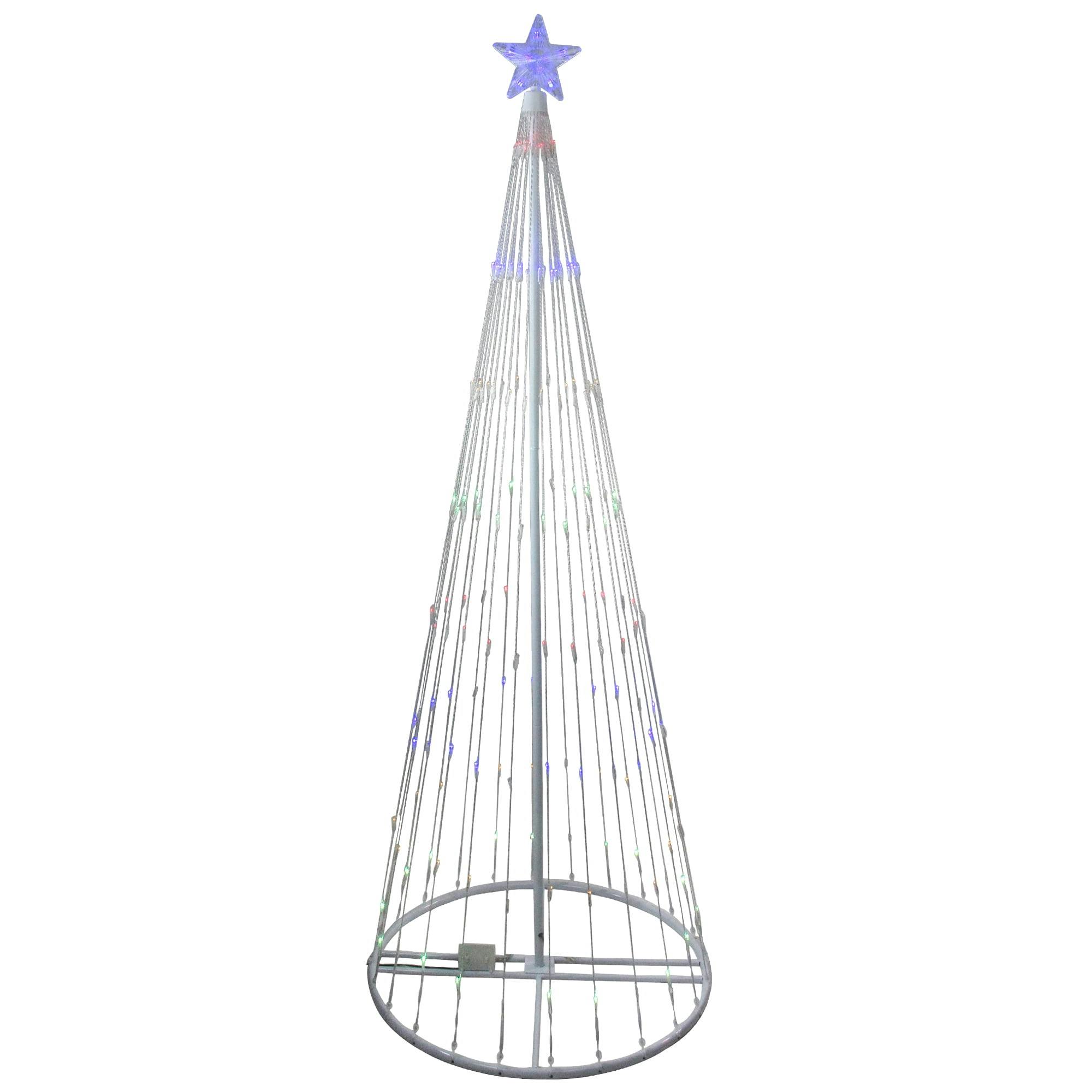 6' Pre-Lit Multi-Color LED Modern Christmas Cone Tree