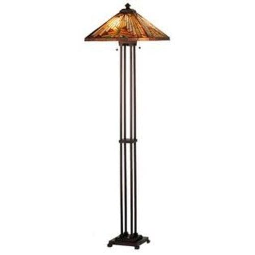 Nuevo Mission 63" Bronze Floor Lamp with Stained Glass Shade