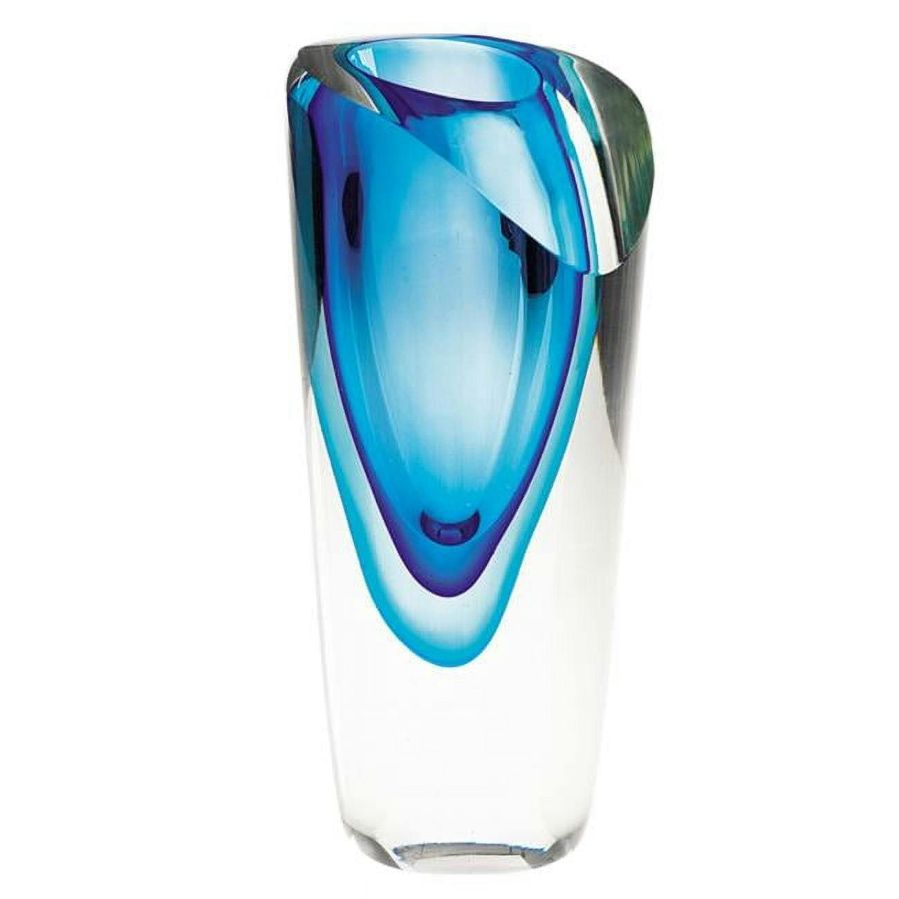 9.5" Enthralling Blue Layered Art Glass Vase