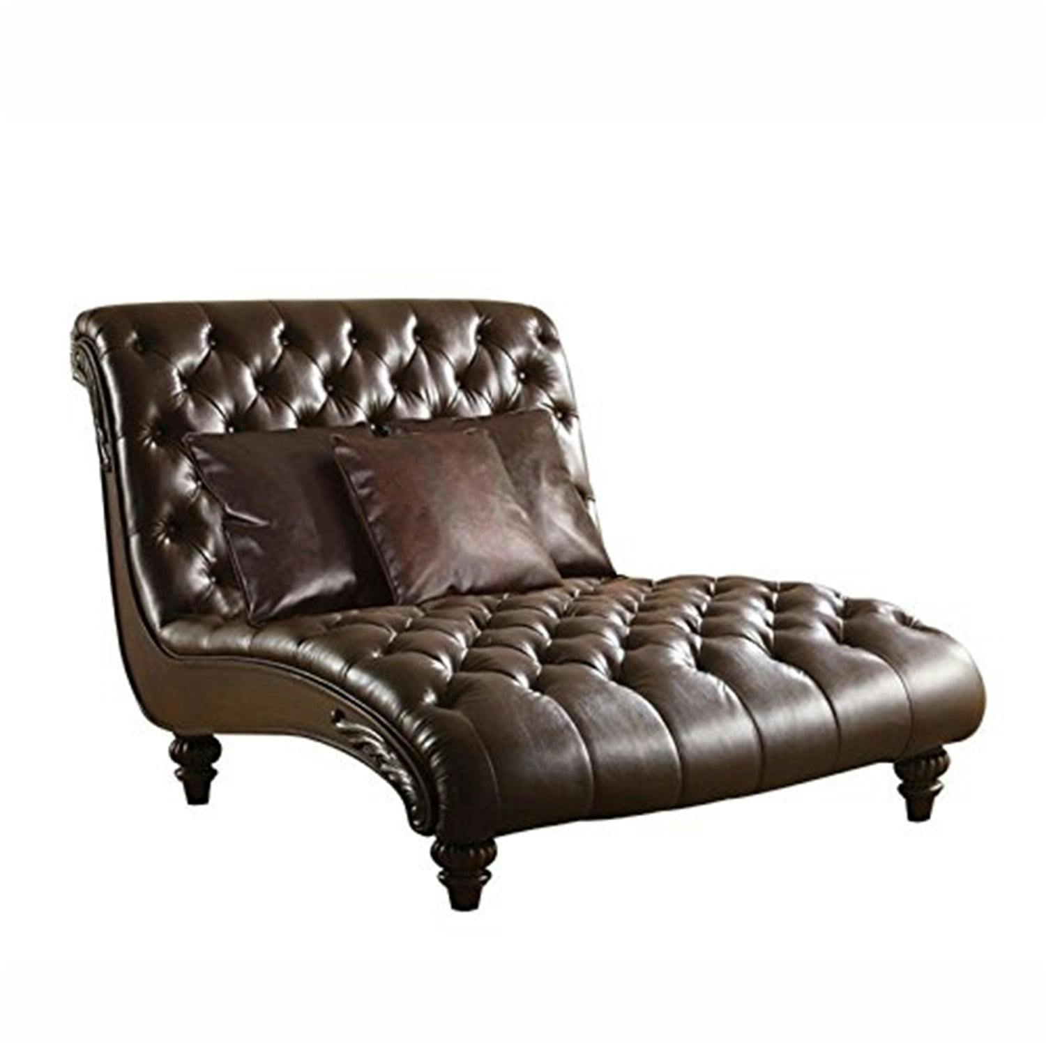 Anondale Classic Elegance Button-Tufted Chaise in 2-Tone Brown