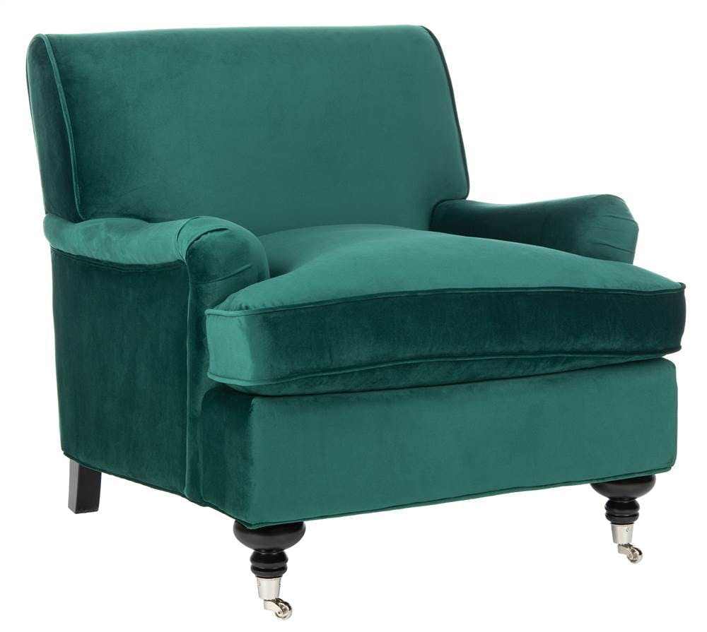 Chloe Contemporary Emerald Green Velvet Arm Chair