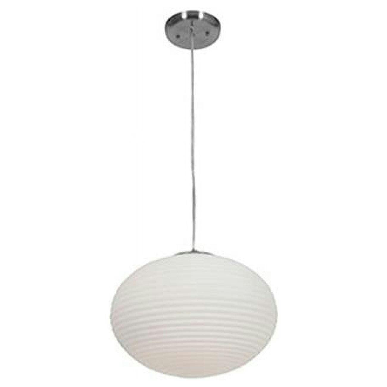 Cosmo Globe 11.8" Opal White Glass & Brushed Steel Modern Pendant Light
