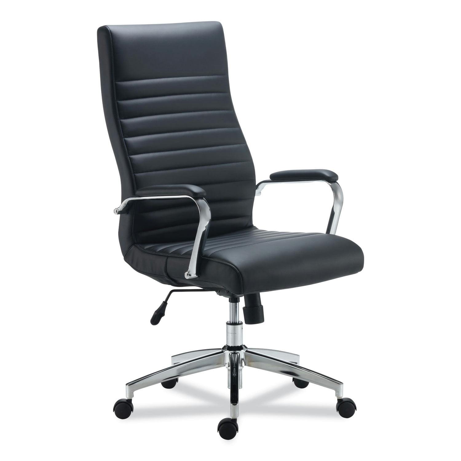Luxurious High Back Black Leather Executive Swivel Chair with Chrome Base