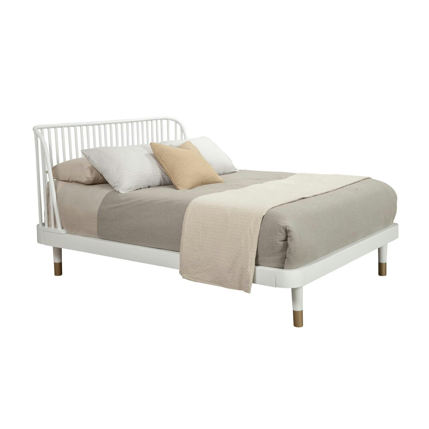 Madelyn Contemporary White Mahogany King Platform Bed with Upholstered Headboard