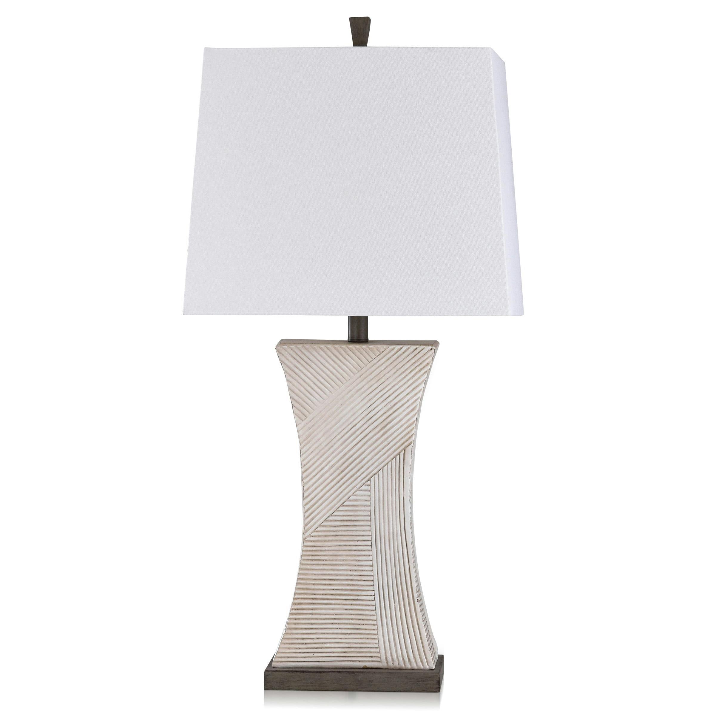 Asher 26'' Off-White and Espresso Embossed Resin Table Lamp