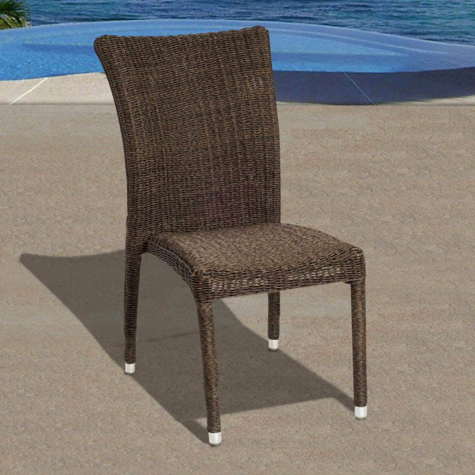 Stackable Modern Patio Armchairs in Distressed Gray Aluminum and Vinyl, Set of 4