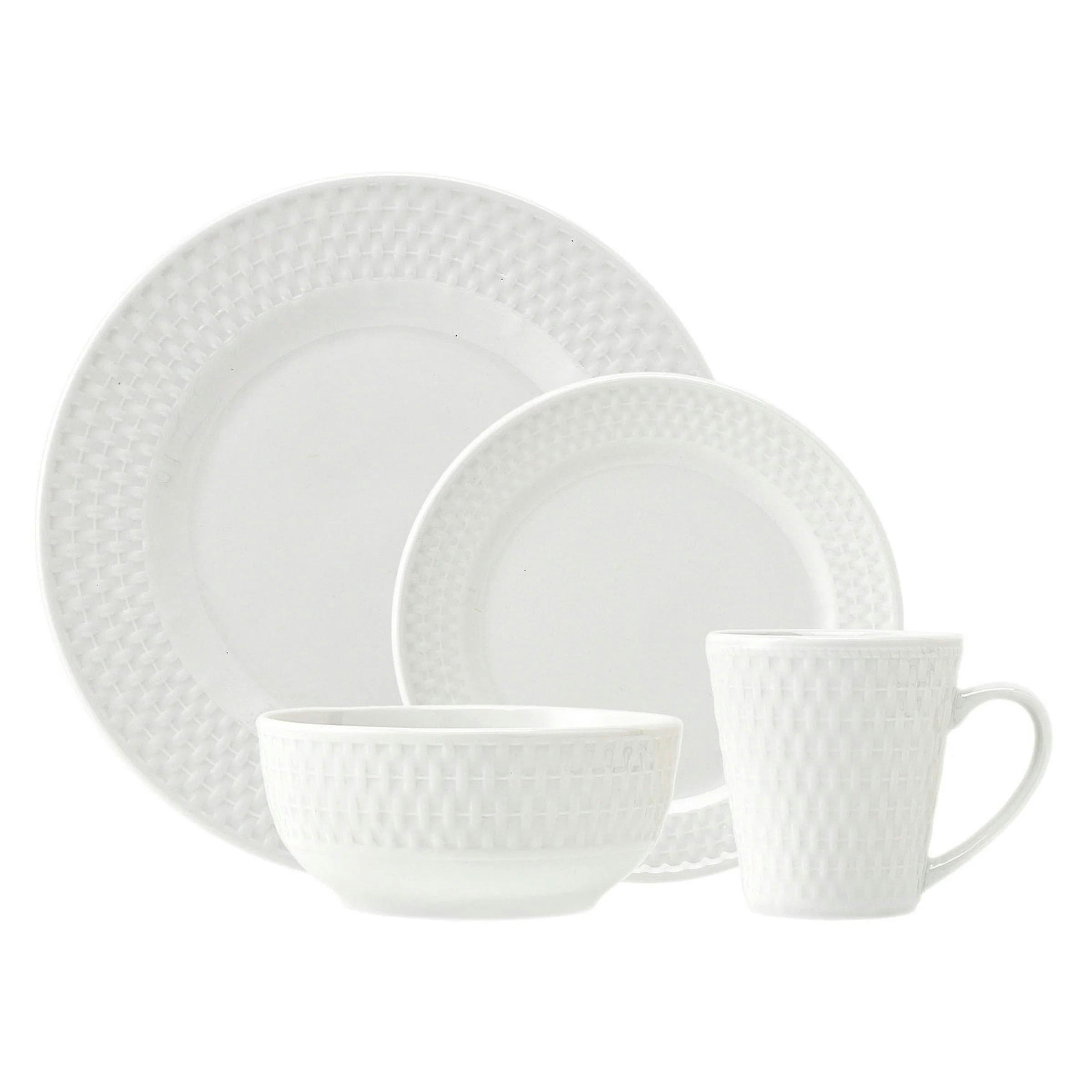 Elegant White Porcelain 16-Piece Dinnerware Set for 4