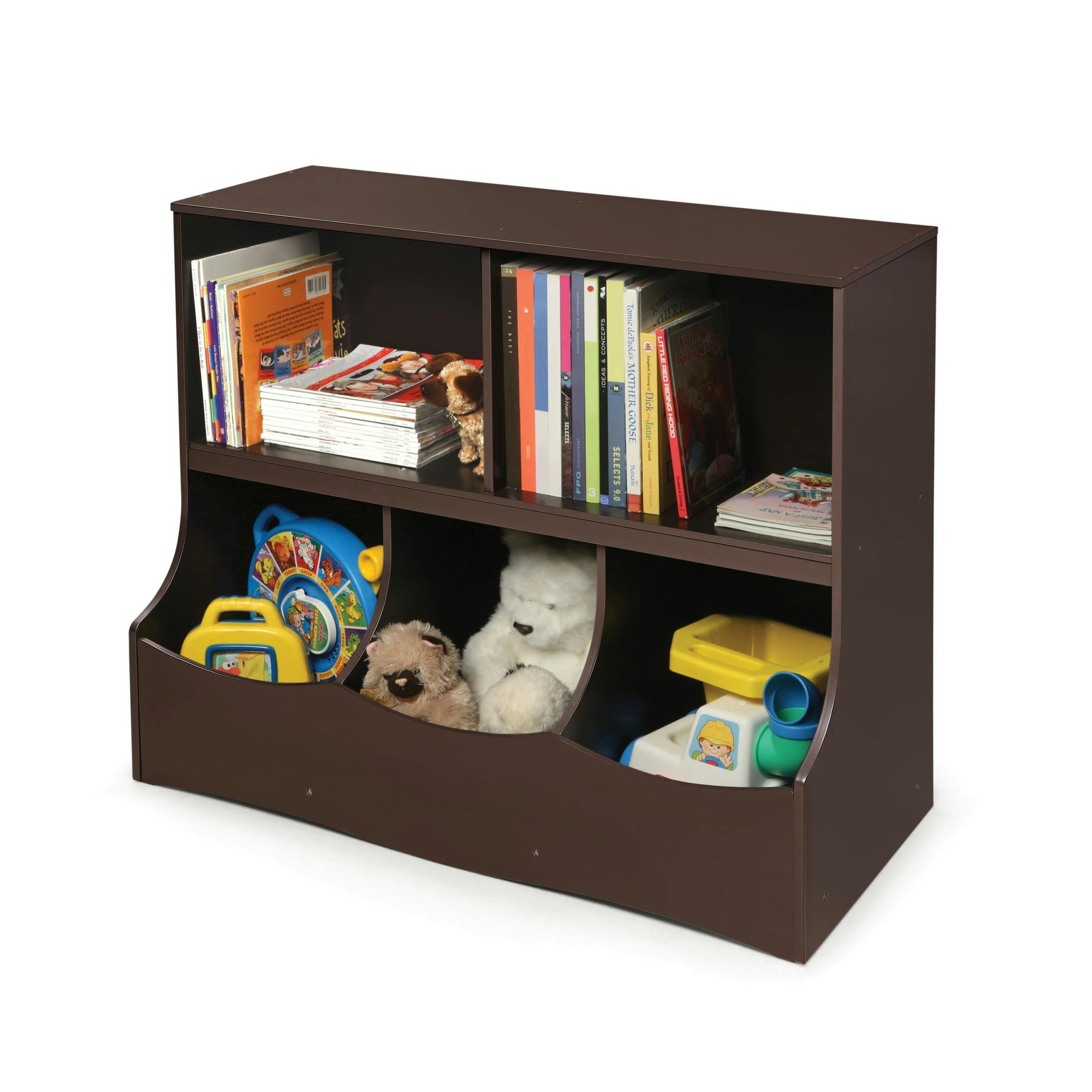 Espresso MDF Kids' Multi-Bin Storage Cubby with Open Shelves