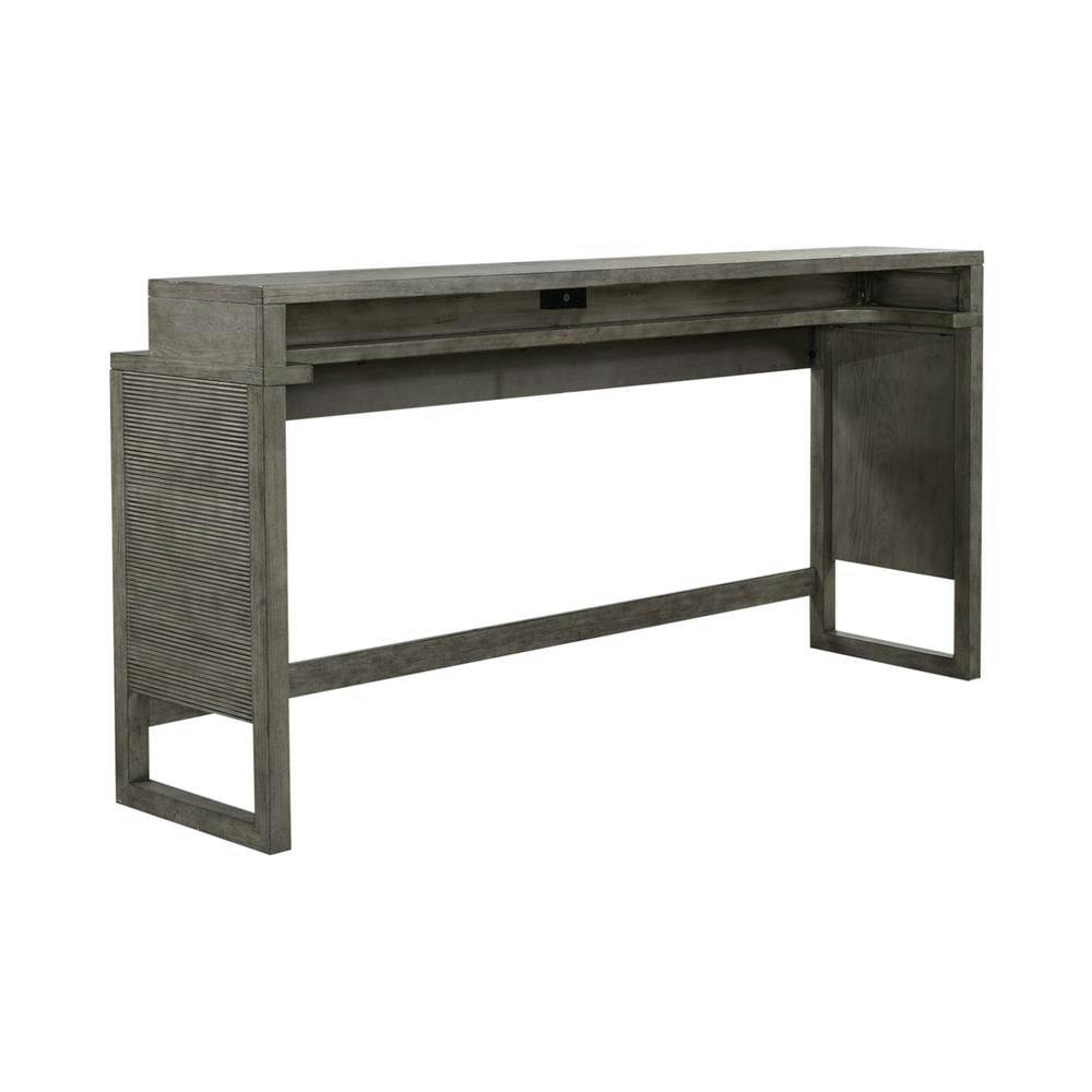 Dusty Taupe Contemporary Rubberwood Console Bar Table with Charging Station