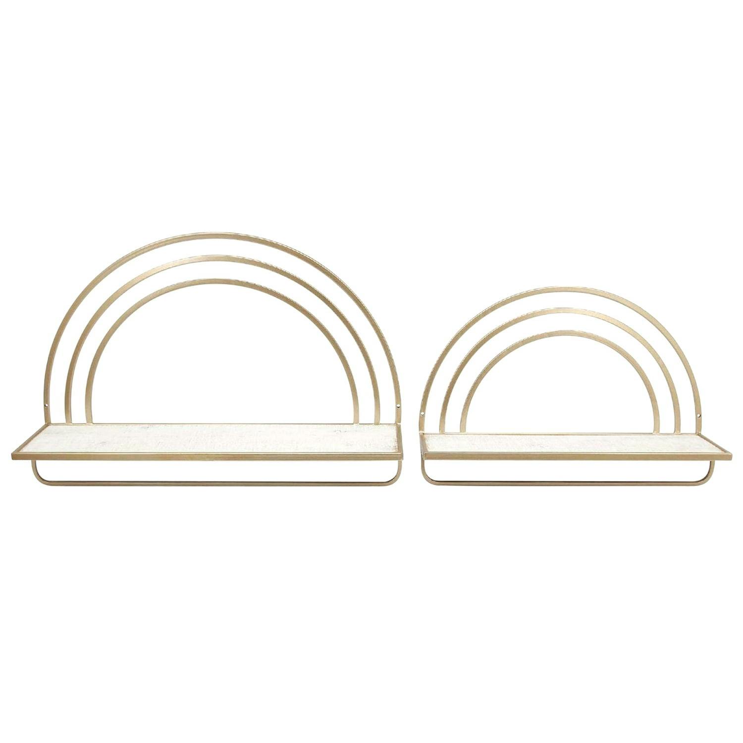 Whimsical White Wood Rainbow Arch Wall Shelves, Set of 2