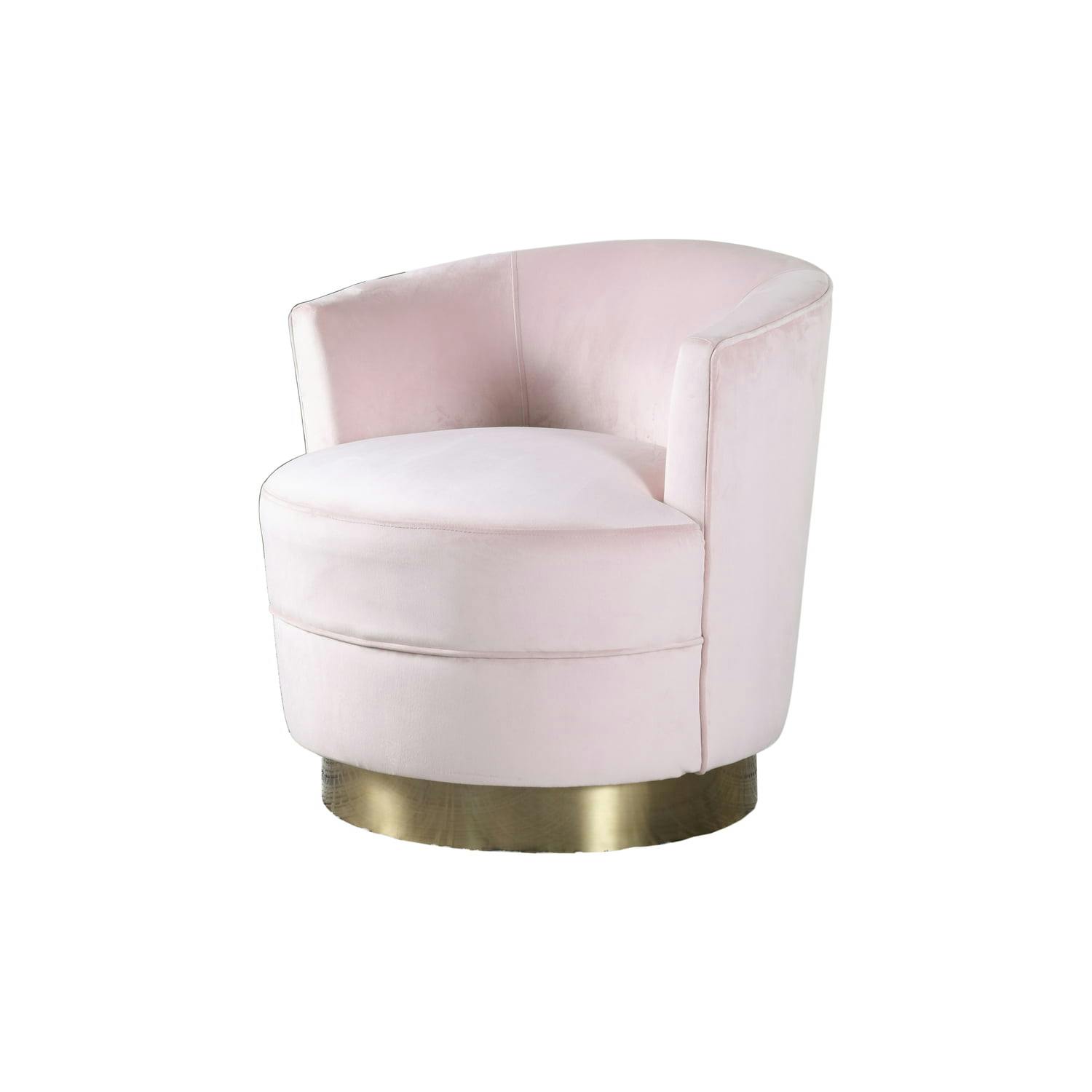 Ava 31" Pink Velvet Swivel Accent Chair with Gold Metal Base