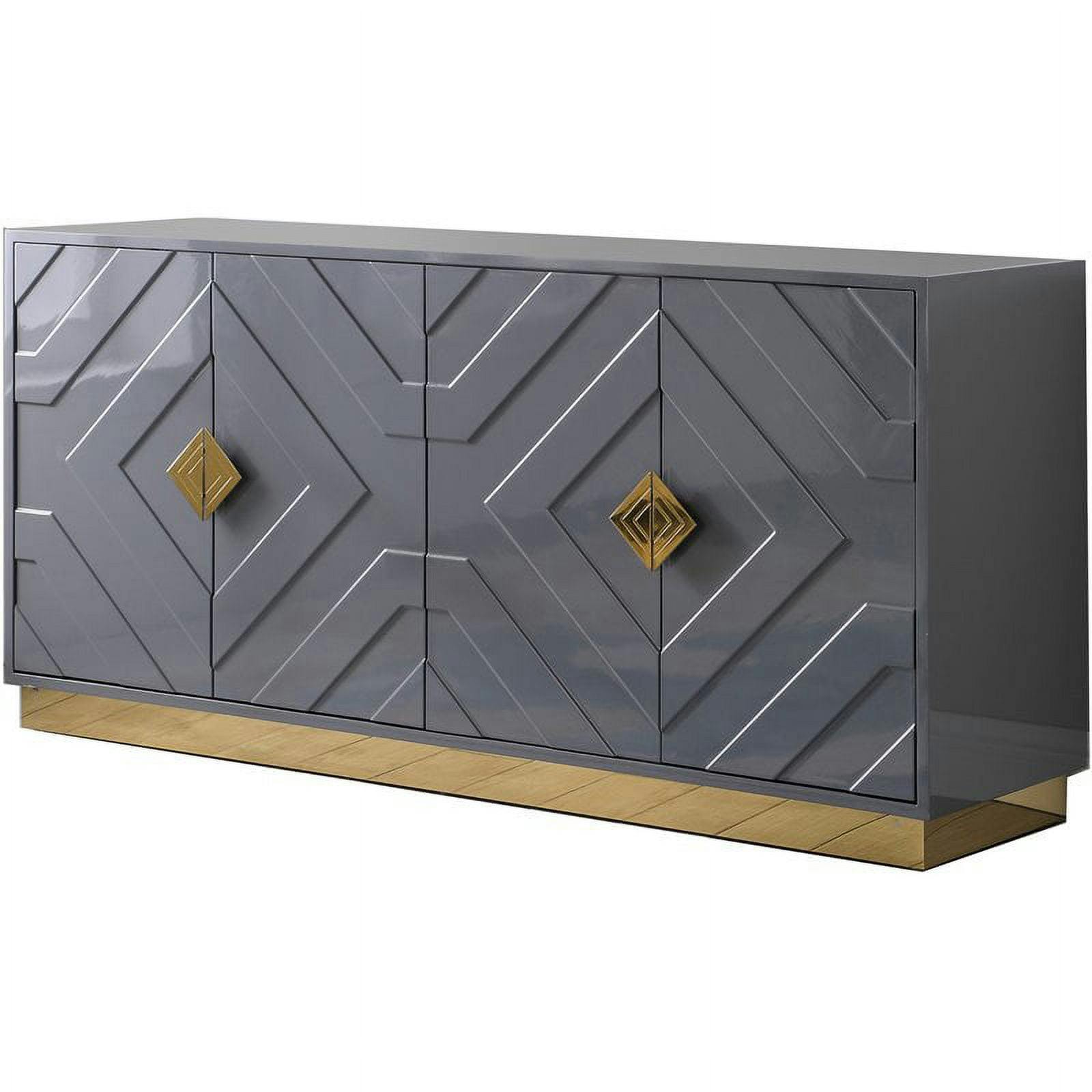 Babatunde 65" Gray Wood Sideboard with Gold Accents