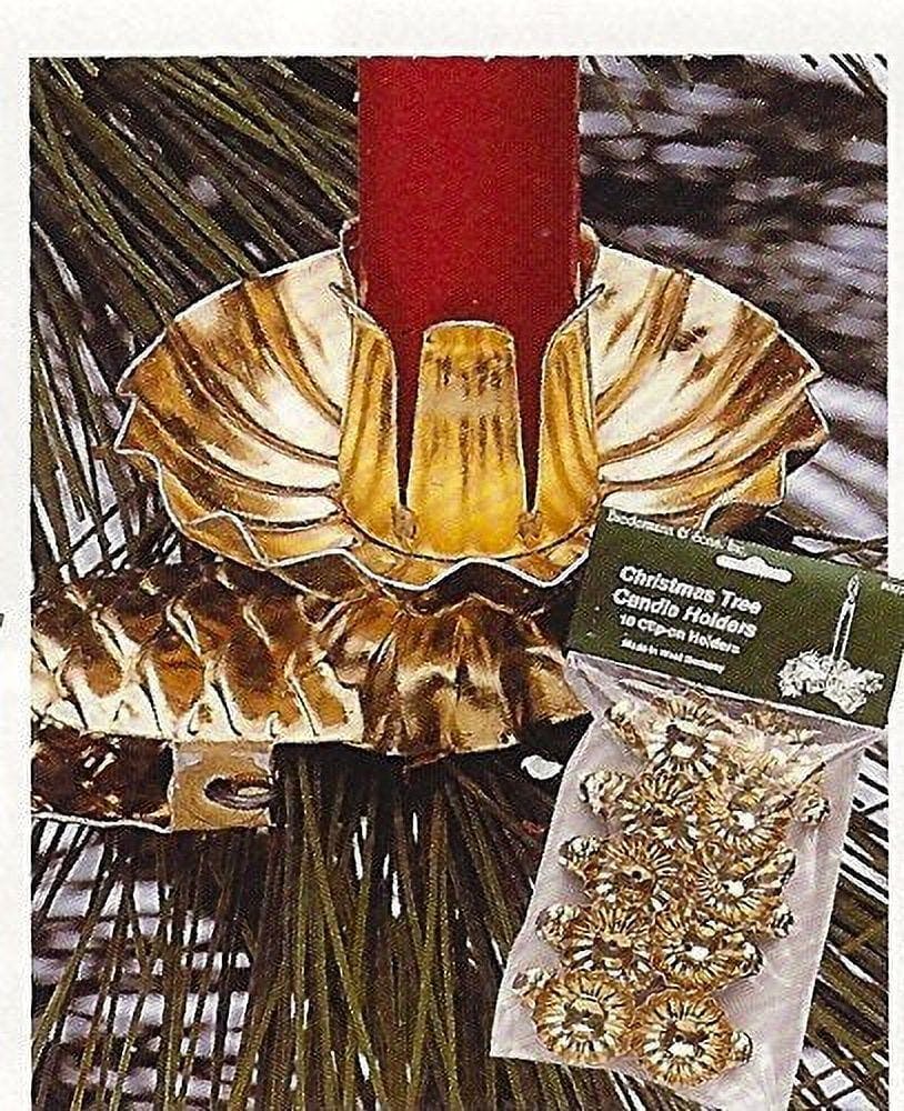 Festive Gold Brass Clip-On Candle Holders, Set of 10
