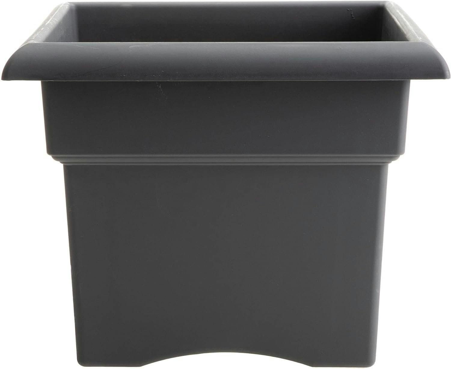 Charcoal Gray 18" Square Deck Box Planter with Drainage Holes
