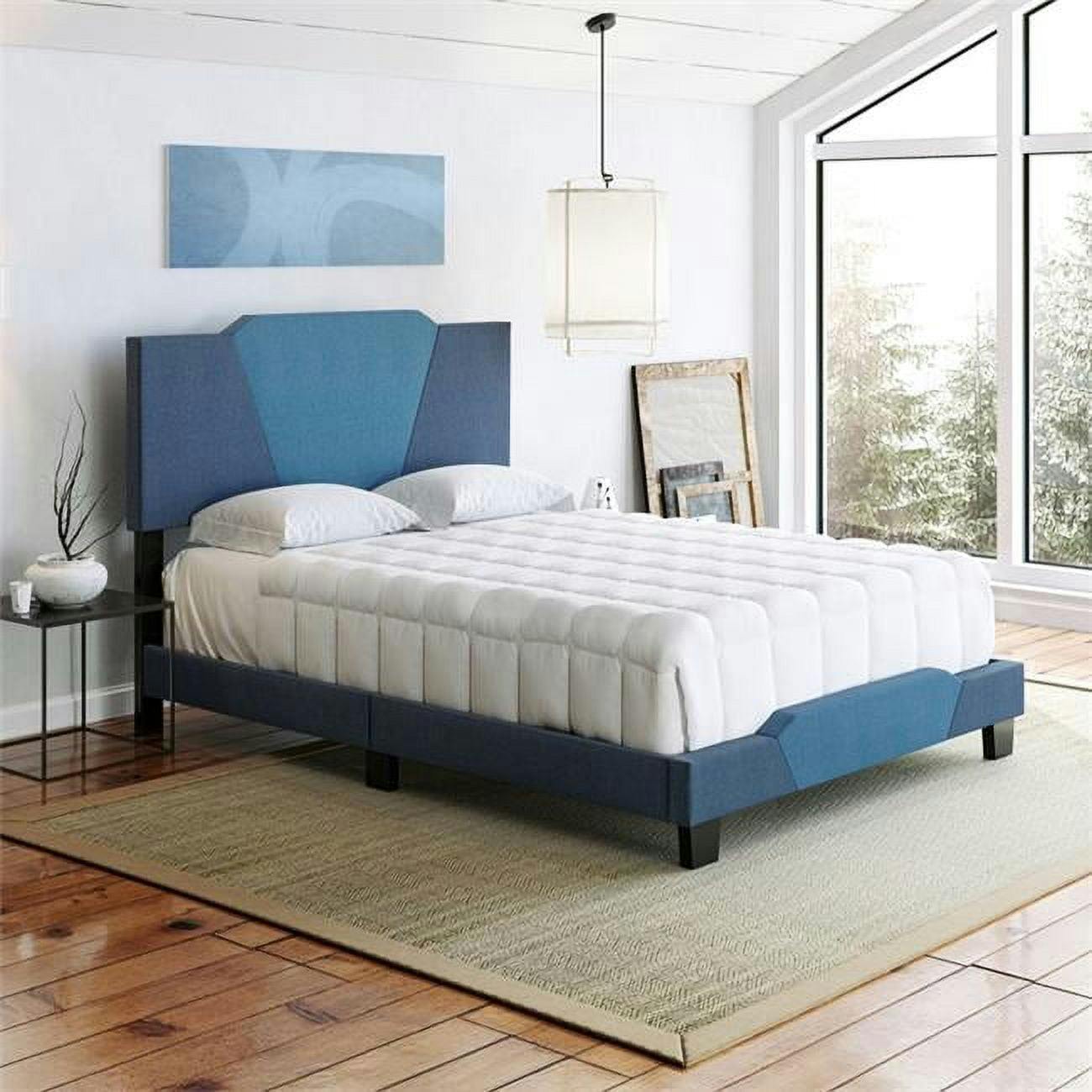 Tuscany Full-Size Linen Upholstered Bed with Diamond-Shaped Headboard