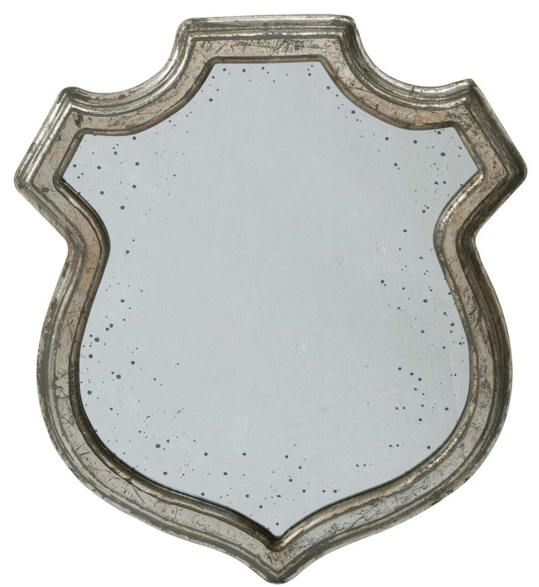 23.5" Vintage Silver Crest-Shaped Distressed Wall Mirror
