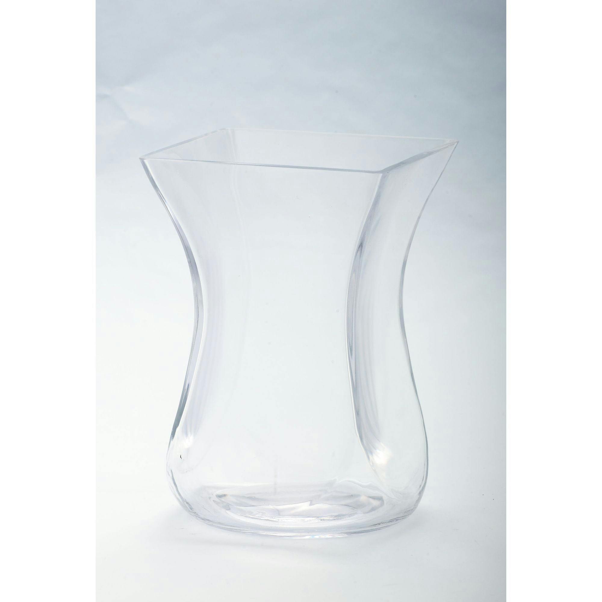 Elegant 9" Clear Glass Square Tapered Flower Vase