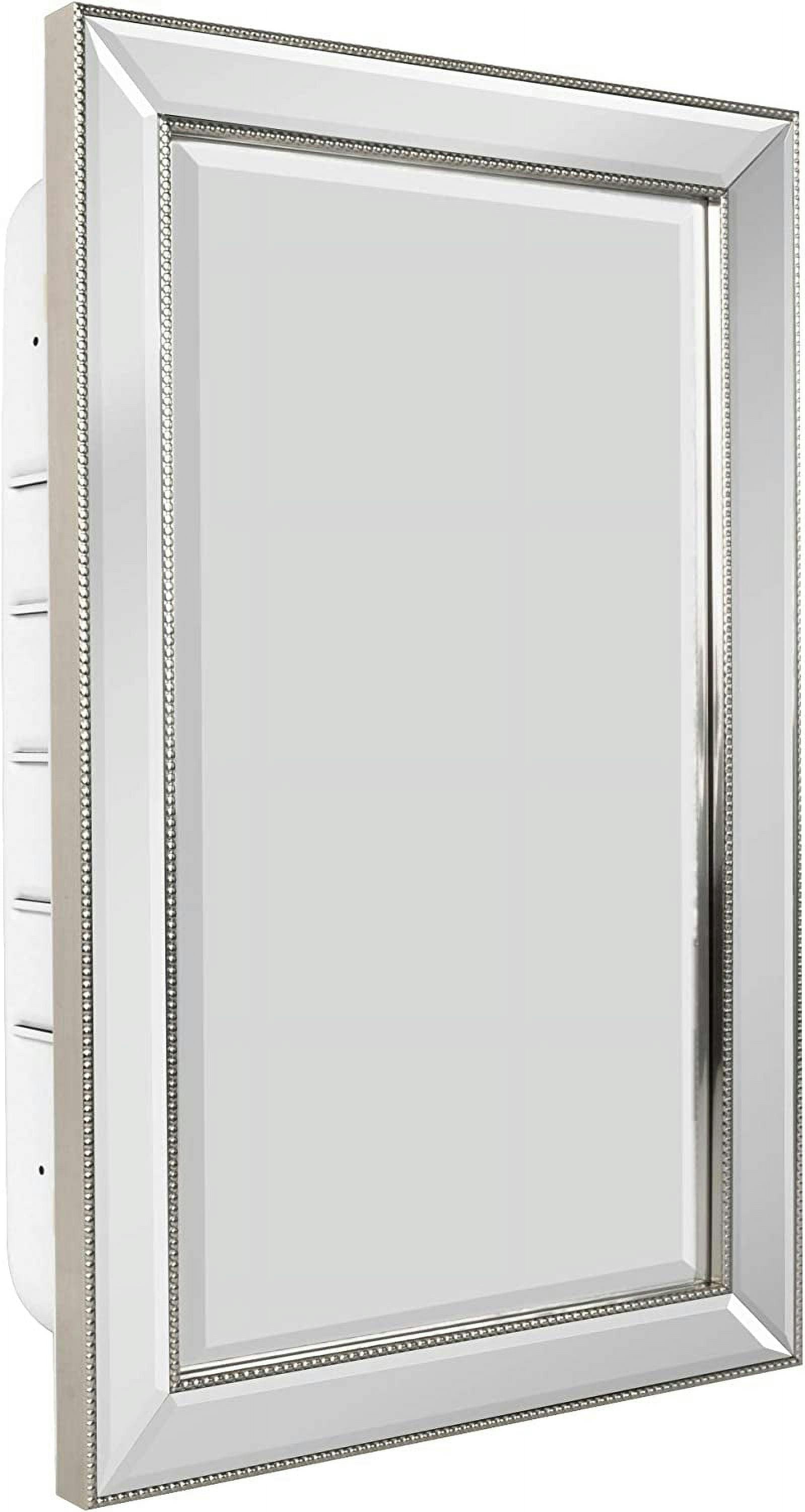 Champagne Silver 16" x 26" Beaded Recessed Medicine Cabinet