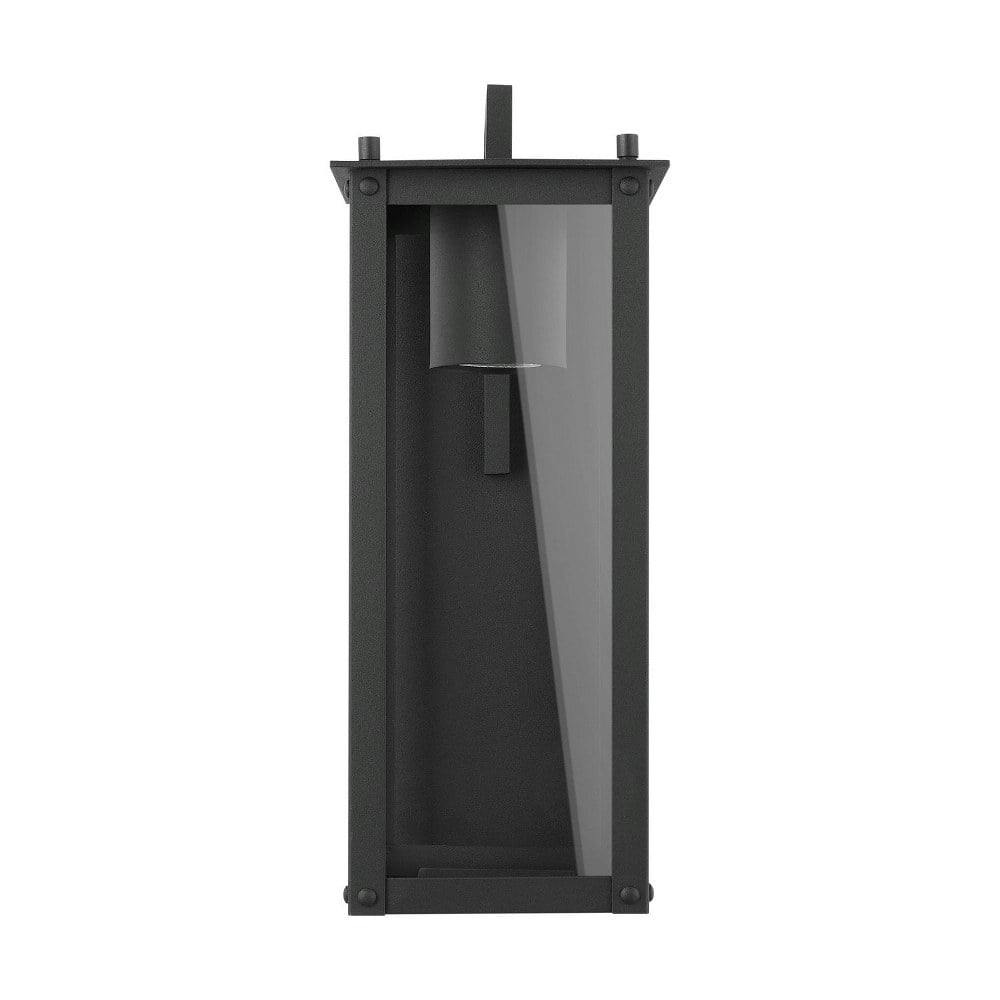 Hunt Modern Industrial Black Aluminum Outdoor Lantern with Clear Glass