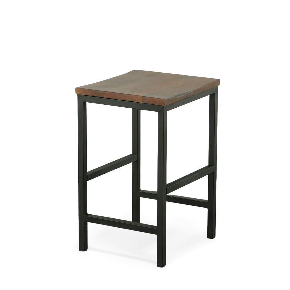 Rustic Farmhouse 24" Saddle Stool in Chestnut and Black
