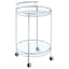 Modern Glam Silver Chrome Round Bar Cart with Tempered Glass Shelves