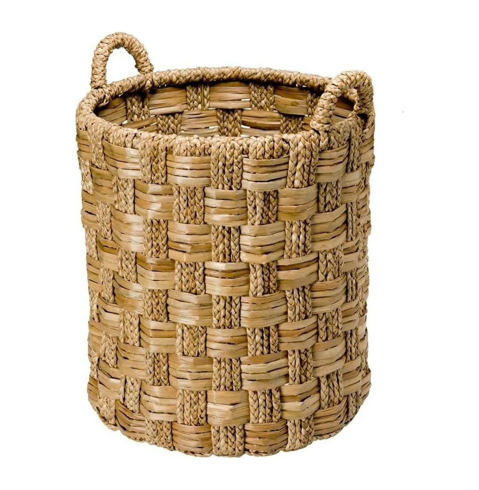 Elegant Tropical Seagrass Round Storage Basket, Brown