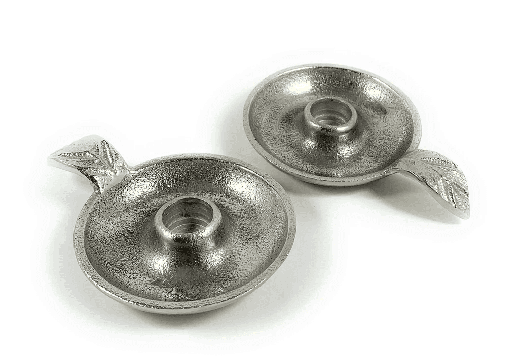 Elegant Winter Charm Silver Dish Candle Holder Set of 2