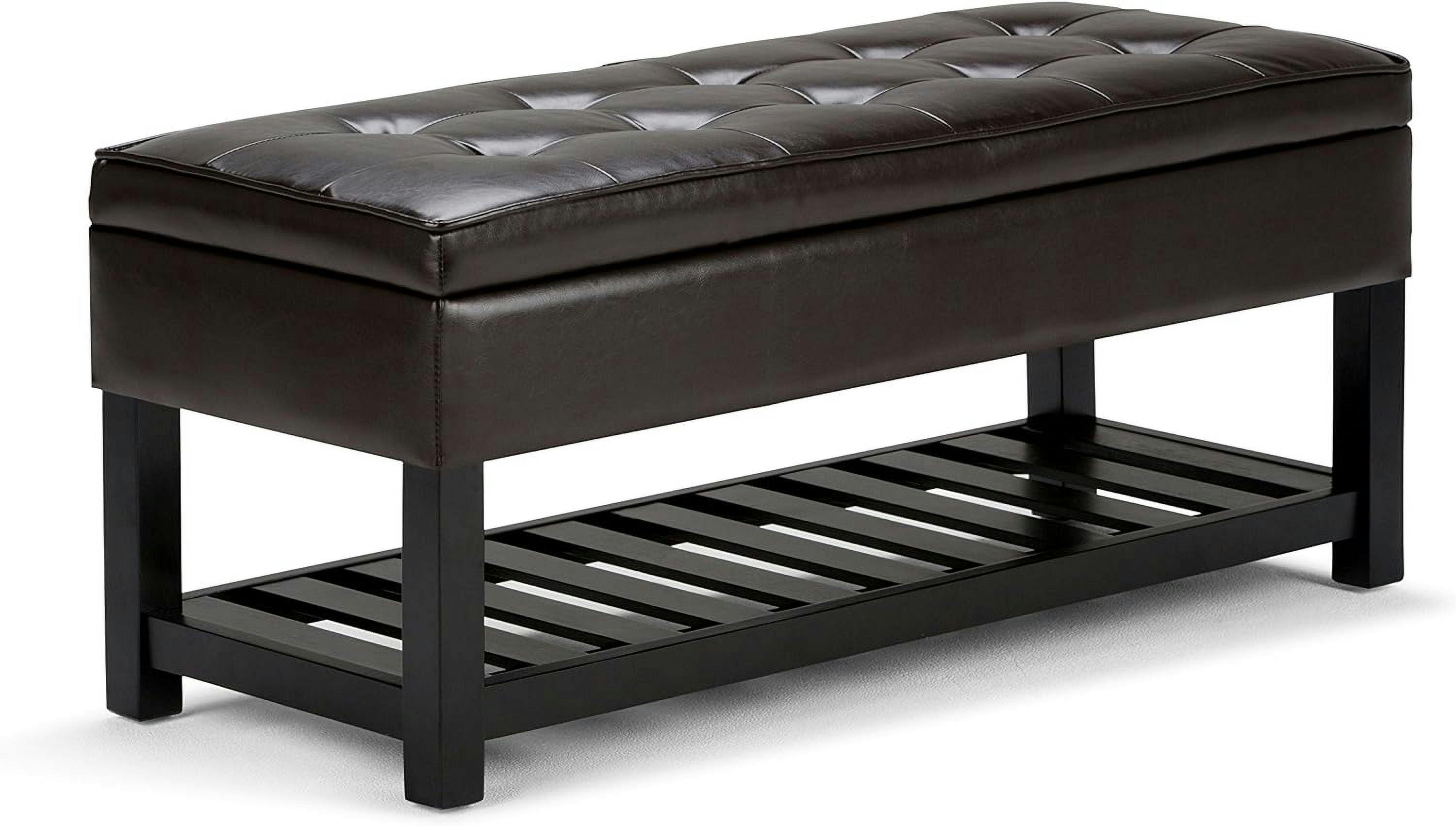 Tanners Brown 44'' Wide Rectangular Ottoman Bench with Tufted Footrest