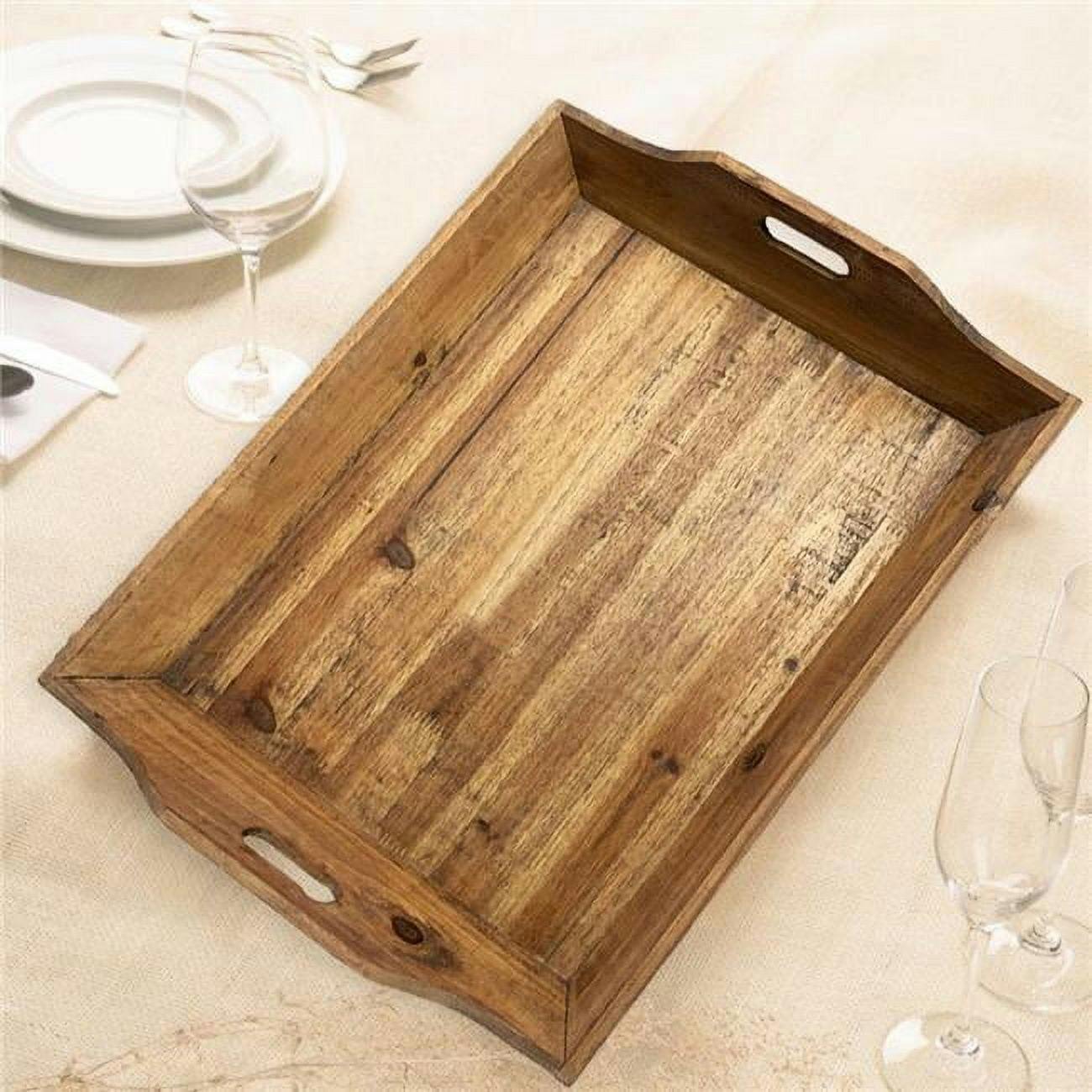 Country Cottage Natural & Brown Wooden Serving Tray Set - 3 Pieces