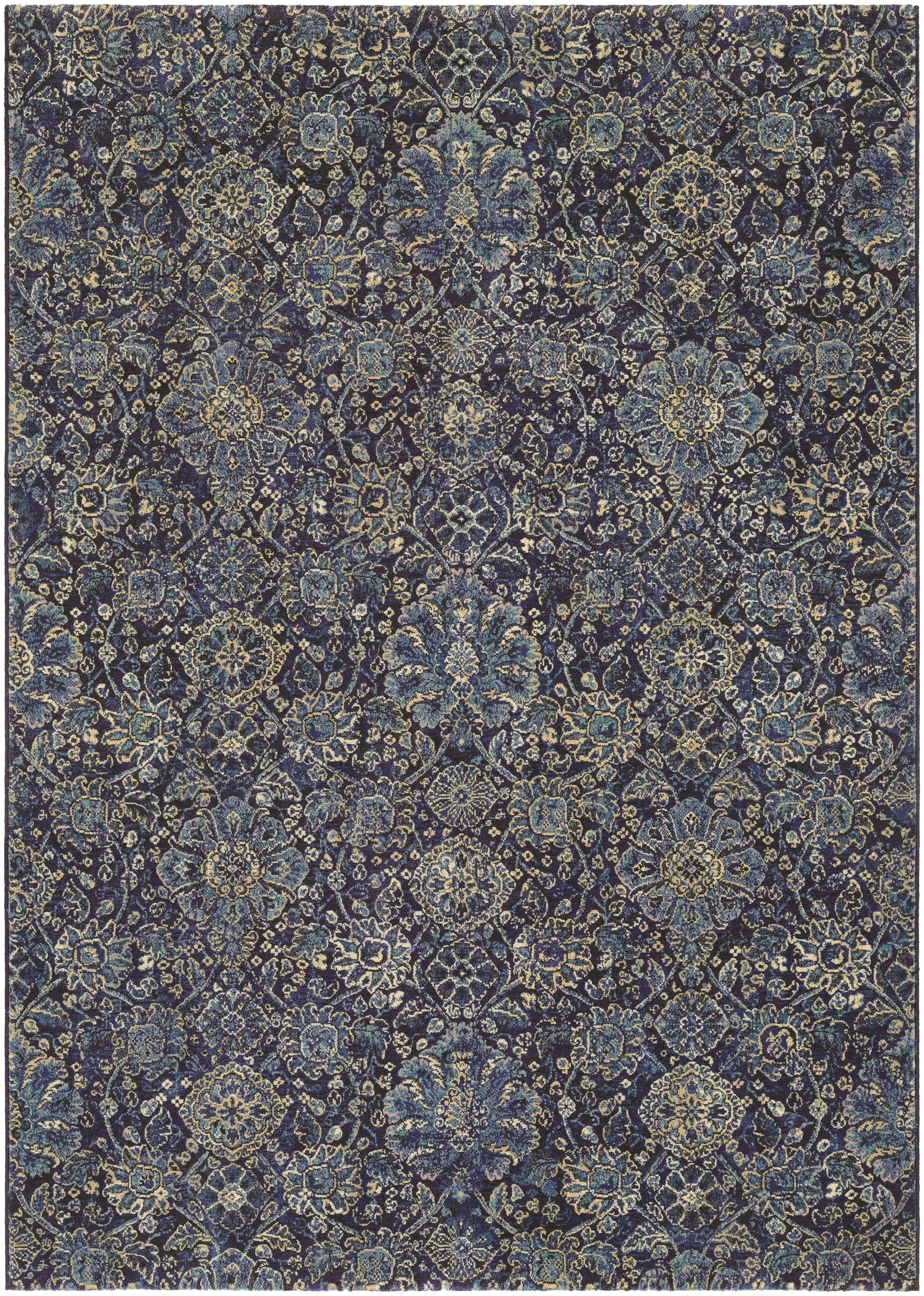 Easton Transitional Navy-Sapphire Washable Area Rug, 2' x 3'7"