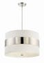 Mini Crystal 5-Light Chandelier in Polished Nickel with White Silk Shade