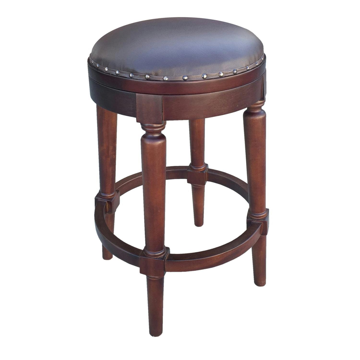 Avanza Adjustable 26'' Mahogany & Faux Leather Brown Counter Stool
