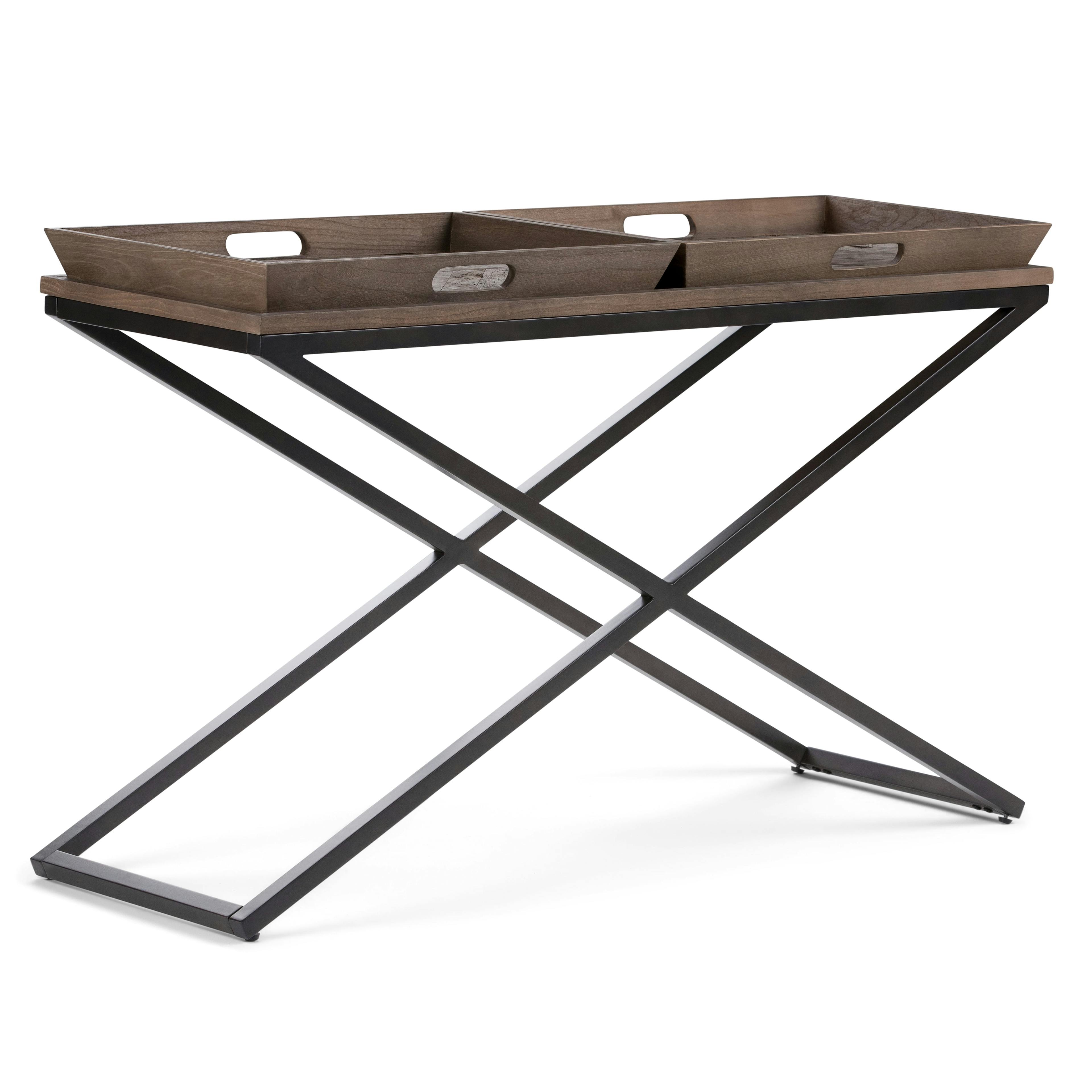 Damien 50'' Distressed Natural Elm Wood and Metal Industrial Console Table