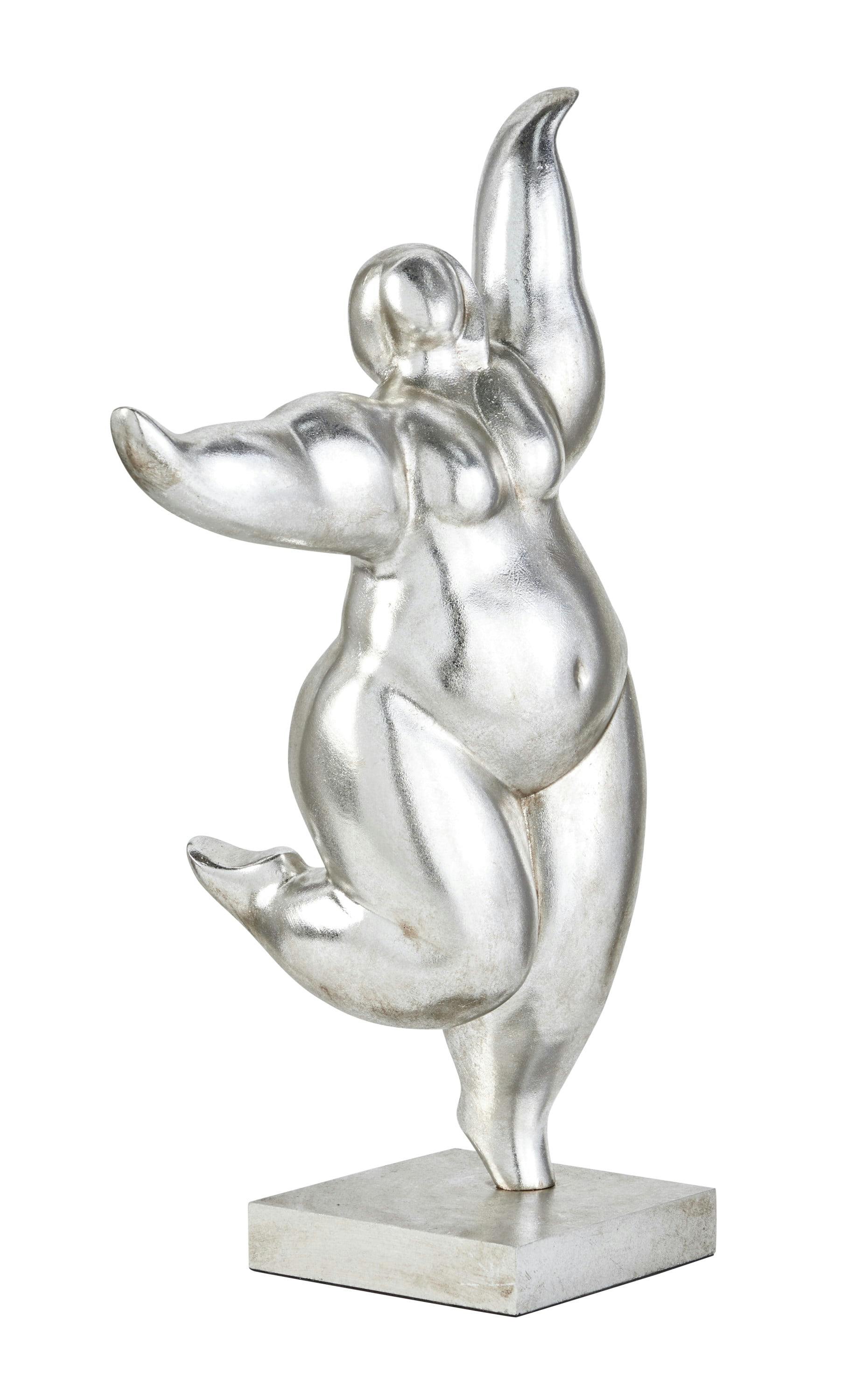 Elegant Silver Ceramic Dancing Lady Statue 12" x 20"